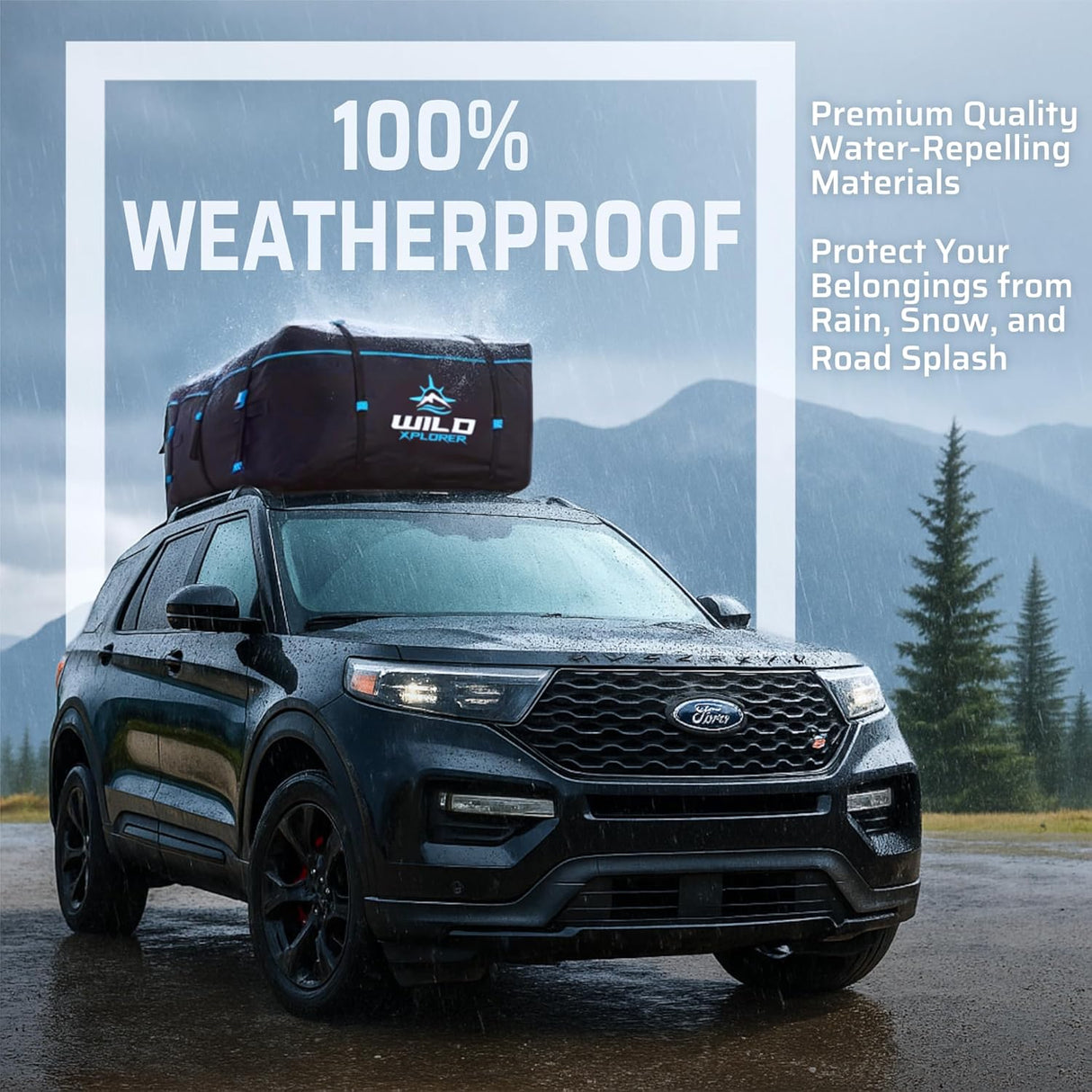 Rooftop Cargo Carrier - 15 Cubic Feet (L), Waterproof Soft Shell Car Roof Cargo Carrier, Heavy Duty Car Top Luggage Cargo Bag with Patented Door Hooks and Non-Slip Mat