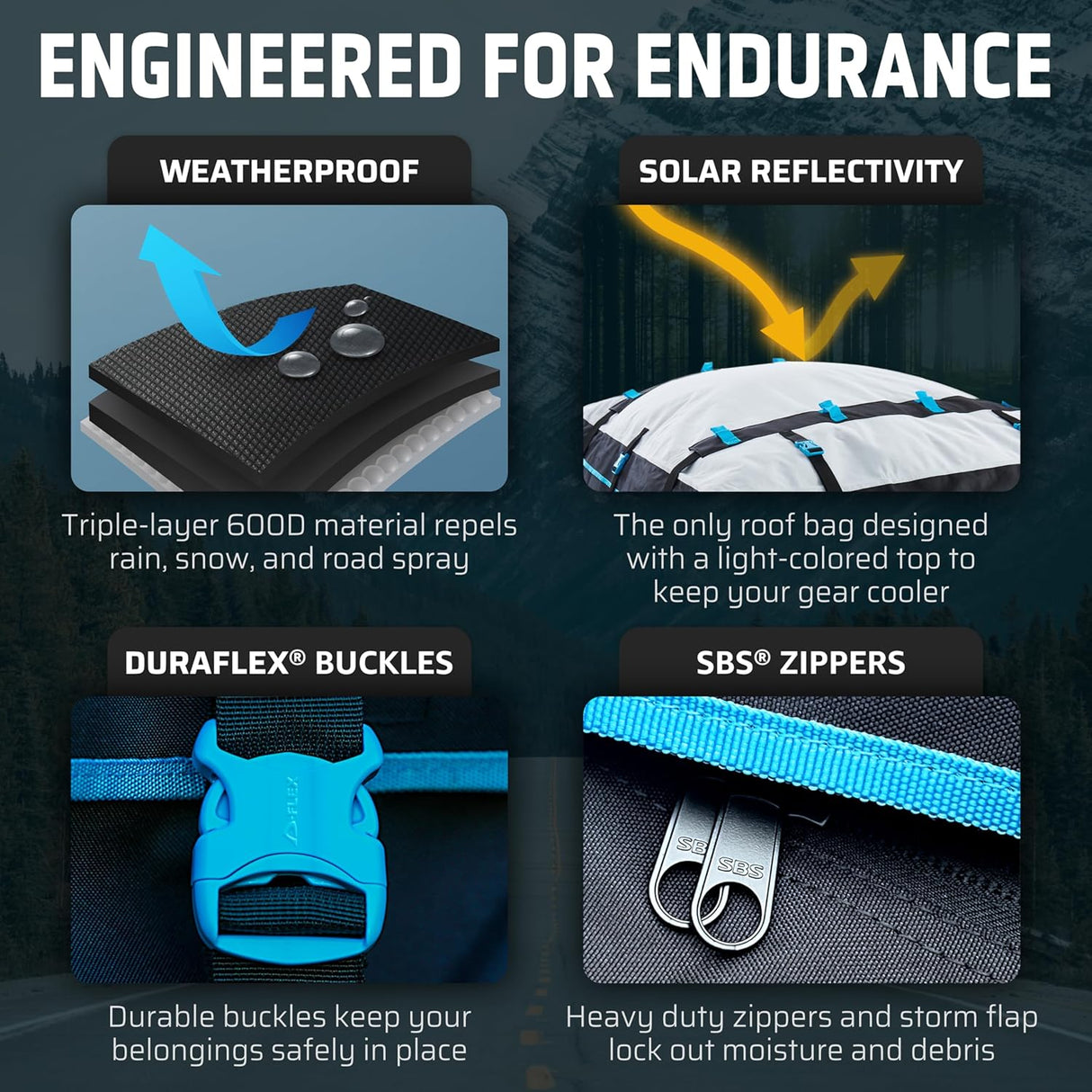 Rooftop Cargo Carrier - 15 Cubic Feet (L), Waterproof Soft Shell Car Roof Cargo Carrier, Heavy Duty Car Top Luggage Cargo Bag with Patented Door Hooks and Non-Slip Mat