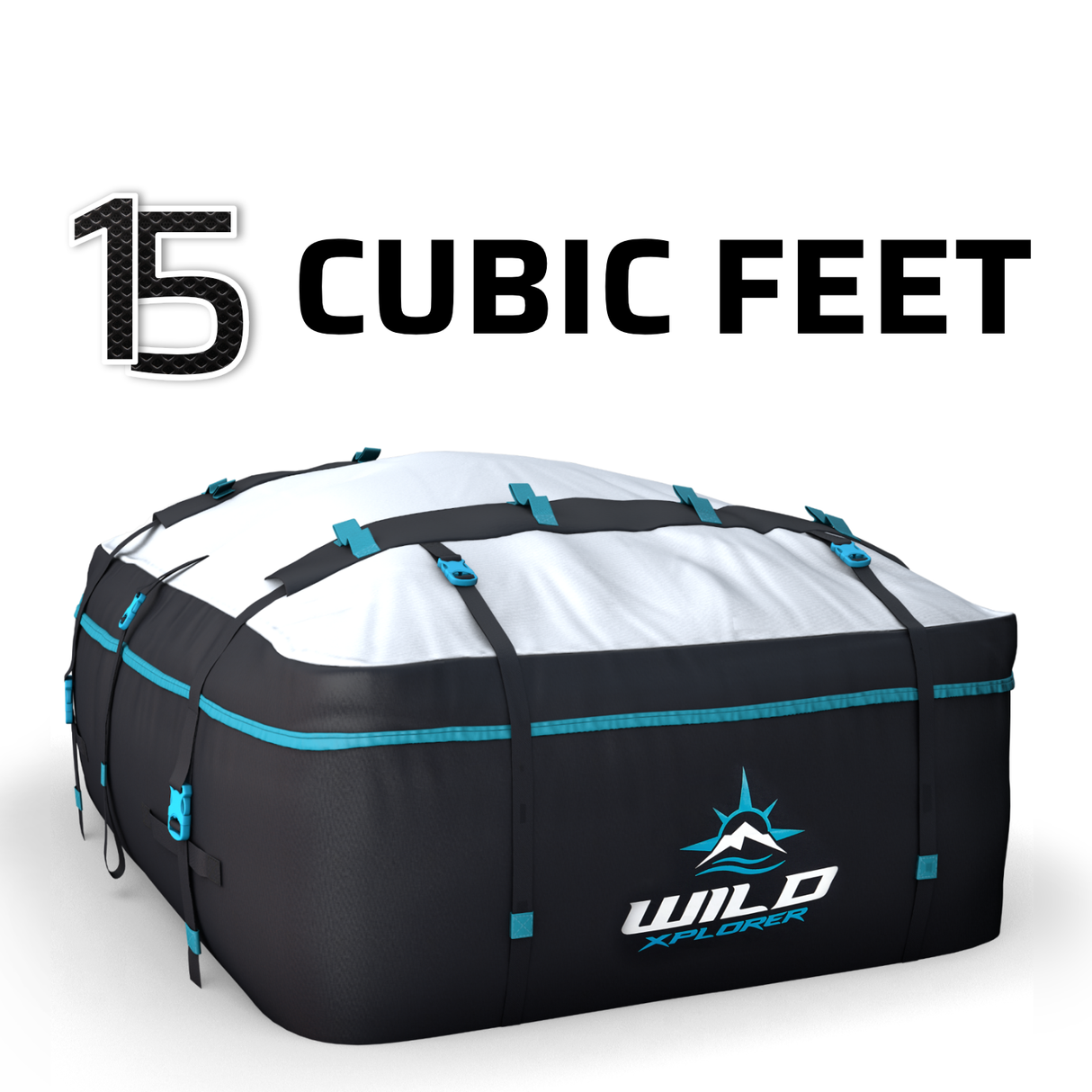 15 cu ft Rooftop Cargo Carrier – Waterproof, Universal Fit with Door Hooks & Non-Slip Mat