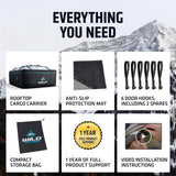 Rooftop Cargo Carrier - 15 Cubic Feet (L), Waterproof Soft Shell Car Roof Cargo Carrier, Heavy Duty Car Top Luggage Cargo Bag with Patented Door Hooks and Non-Slip Mat