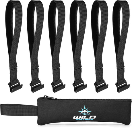 6 Cargo Tie Down Door Hook Straps for Car Roof Rack or Bag | Patented Heavy Duty Car Top and Rooftop Straps for Luggage, Universal Cargo Carrier Replacement Parts